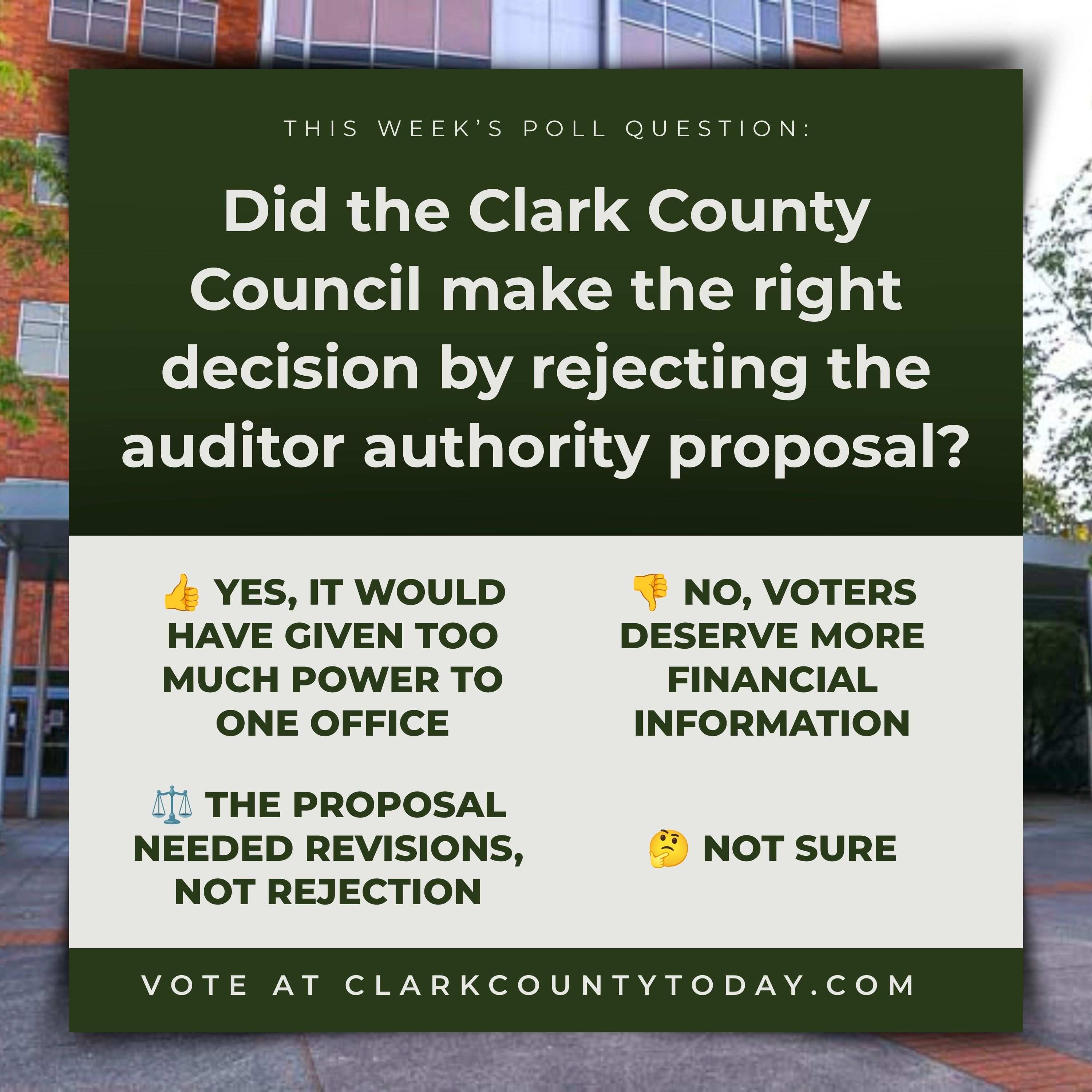 Clark County Council Rejects Auditor Authority 3-2